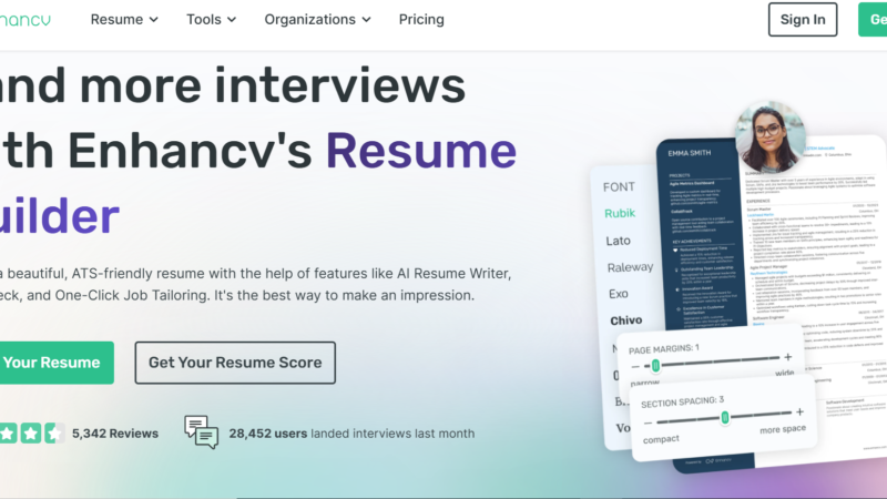 Enhancv Review 2026: Best AI Resume Builder screenshot